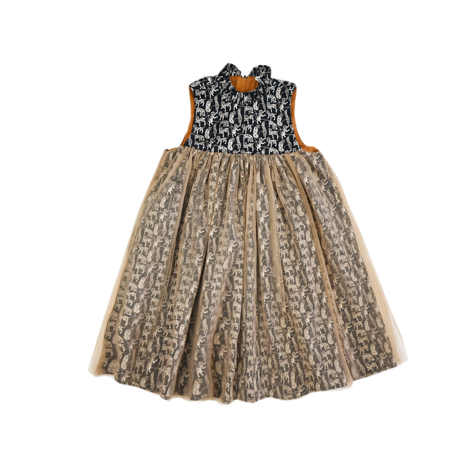 Animal Print girls tulle dress on white background