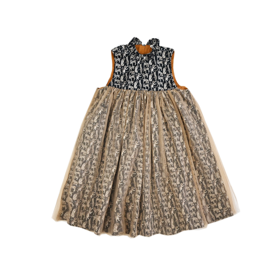 Animal Print girls tulle dress on white background