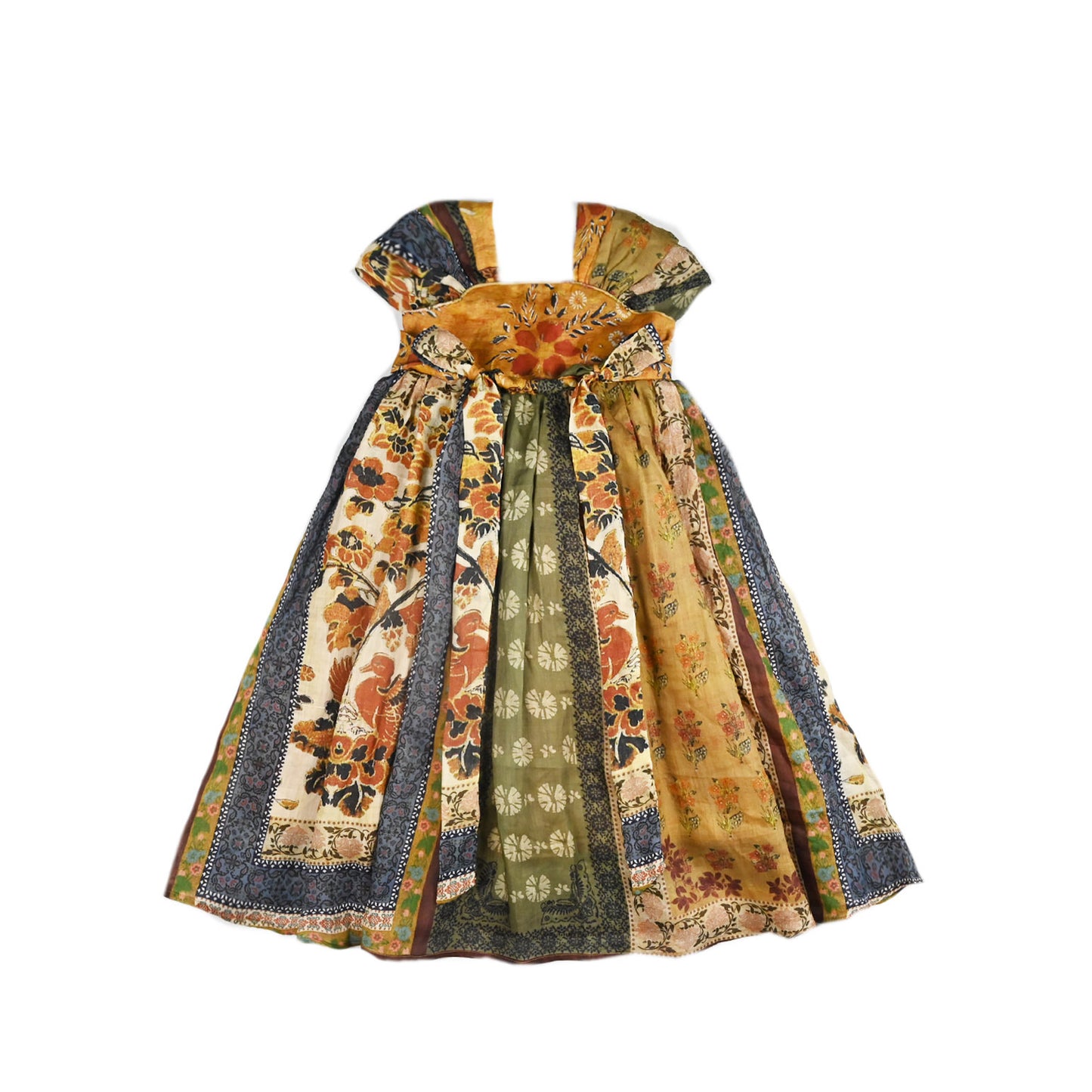 Dunhuang-inspired patchwork girls dress, front product view