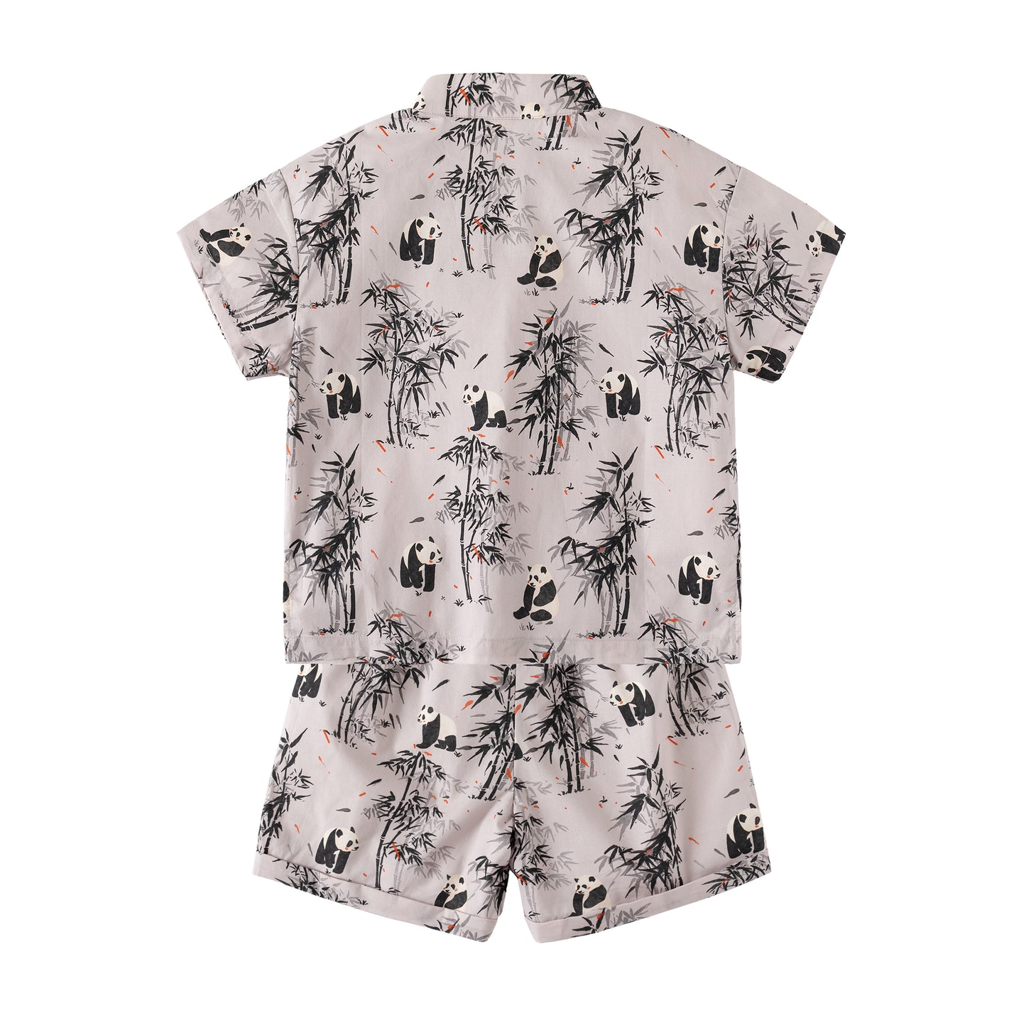 Panda Bamboo boy's shirt and shorts set back view