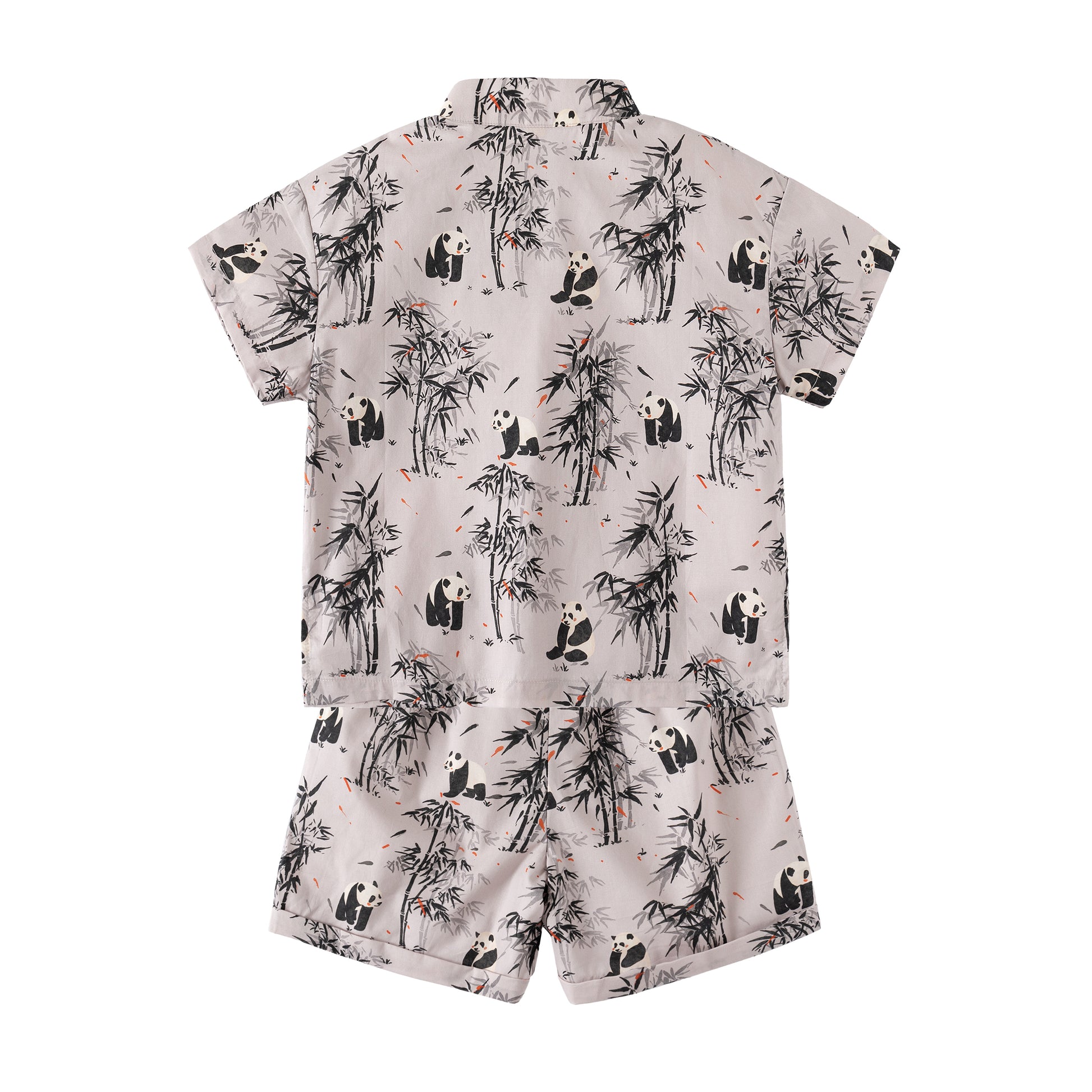 Panda Bamboo boy's shirt and shorts set back view