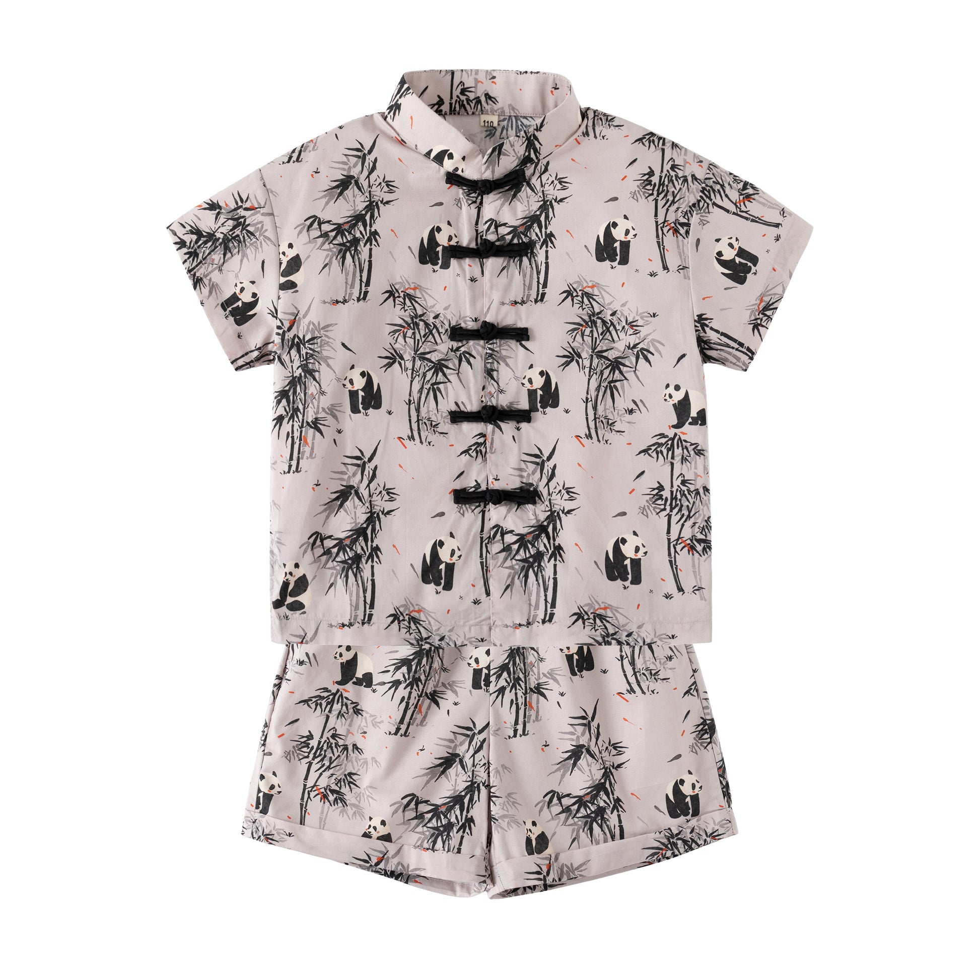 Panda Bamboo boy's shirt and shorts set front view