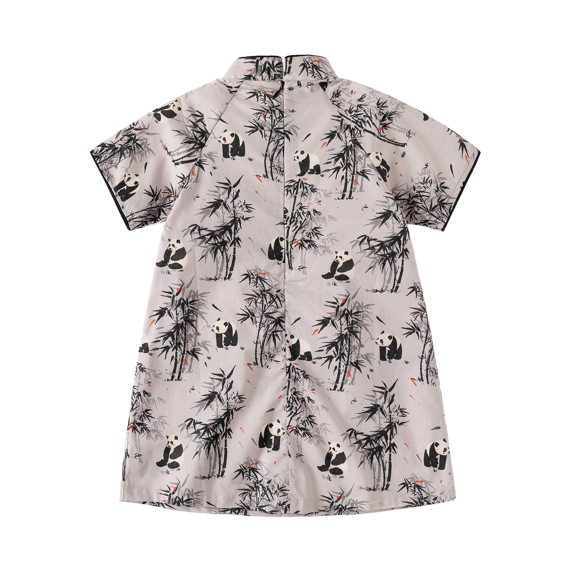 Panda Bamboo girl's qipao dress back view