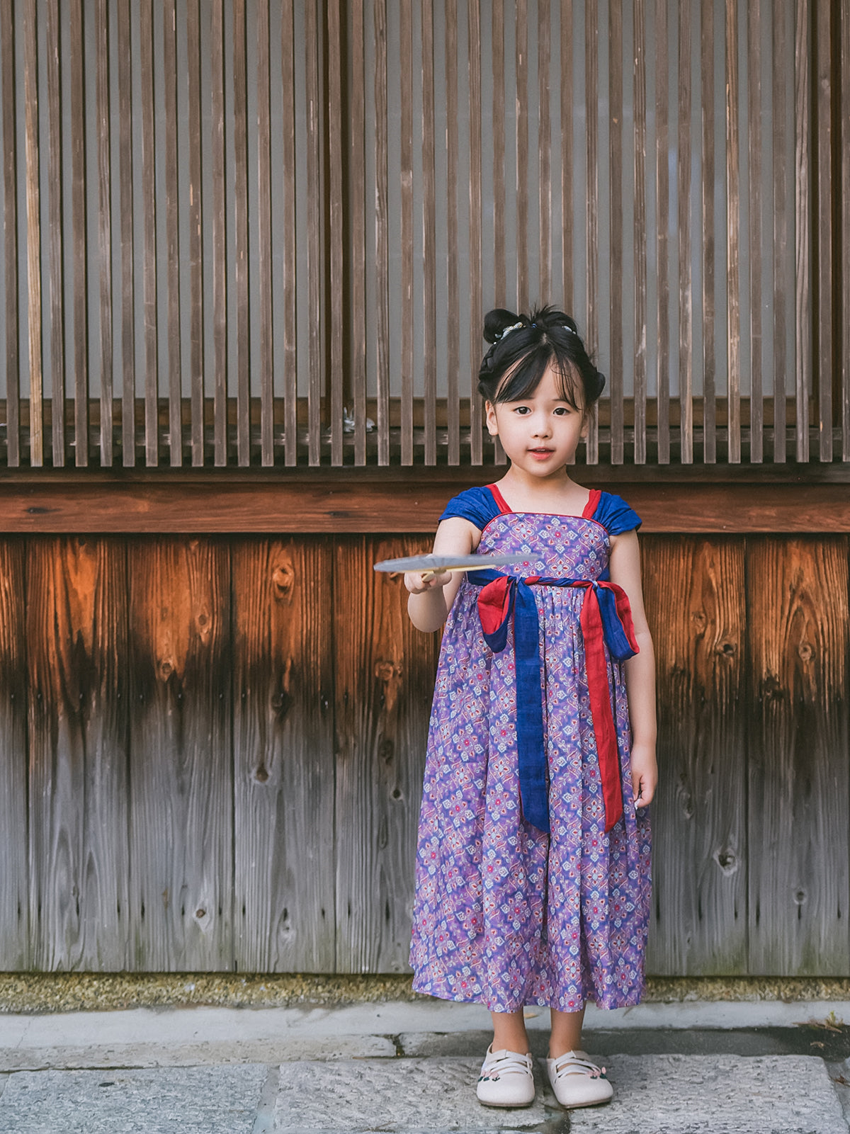 Purple Cloud girls' ramie and cotton Hanfu-inspired summer dress