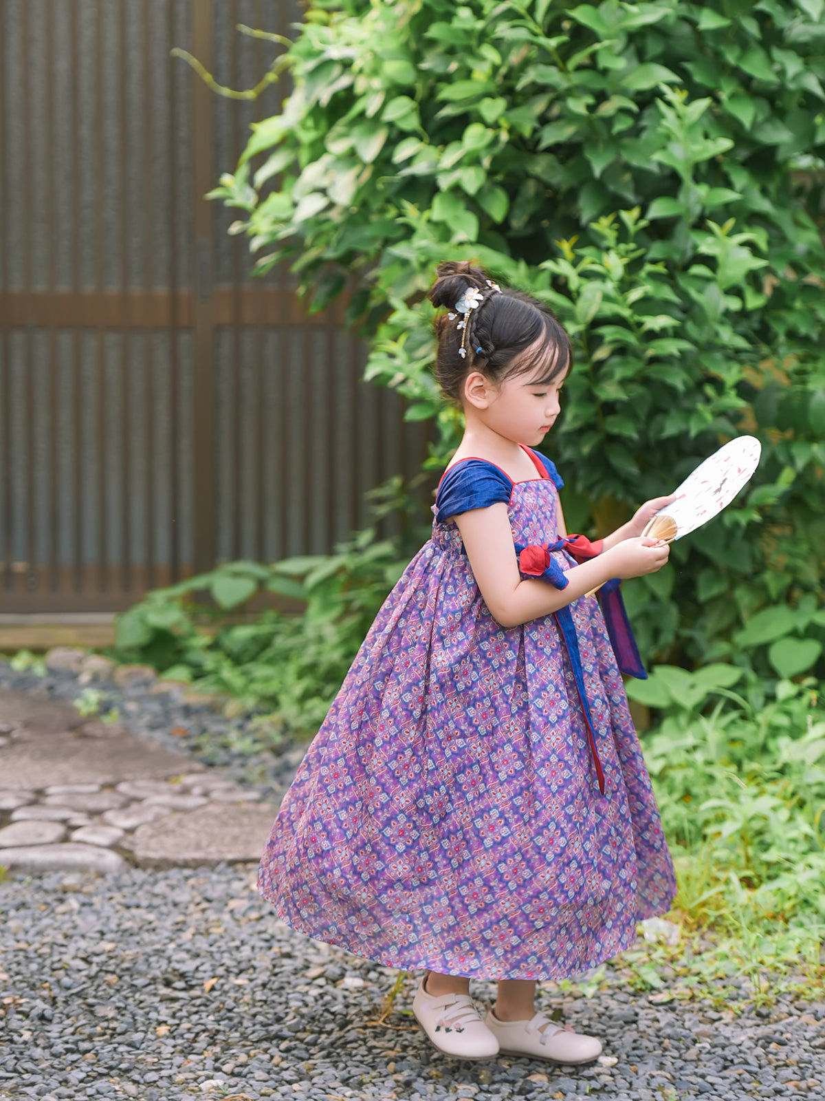 Purple Cloud purple girls' dress with an adjustable sash