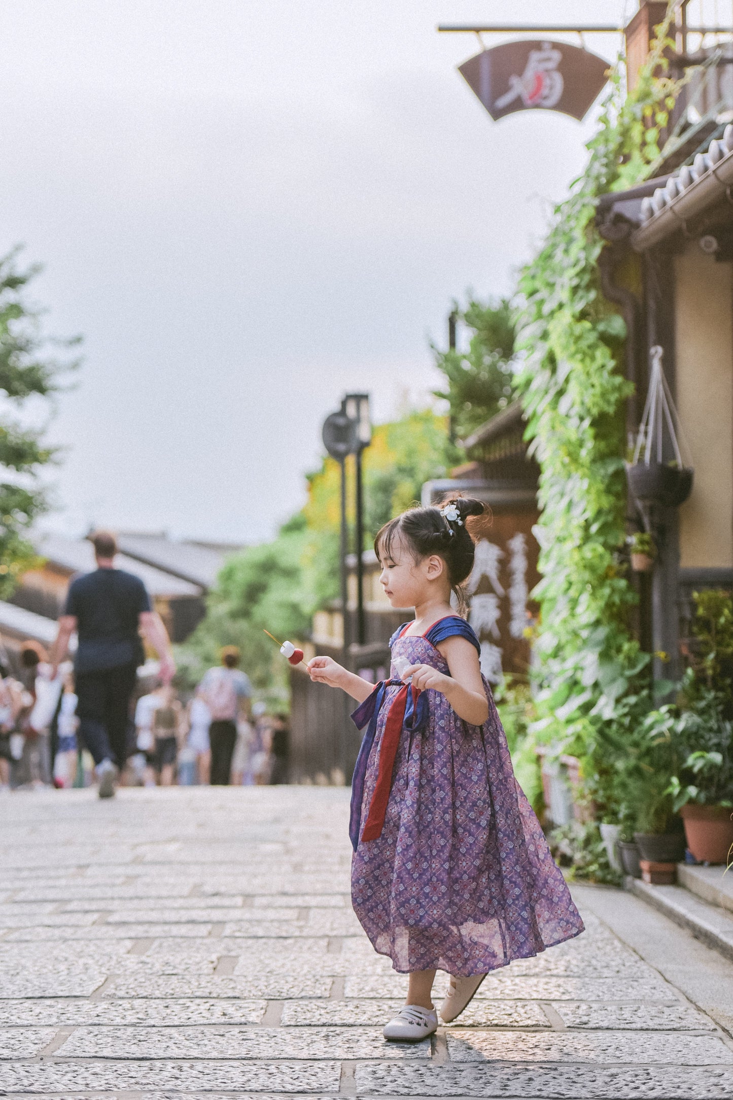 Girl wearing the Purple Cloud purple Hanfu-inspired dress outdoors
