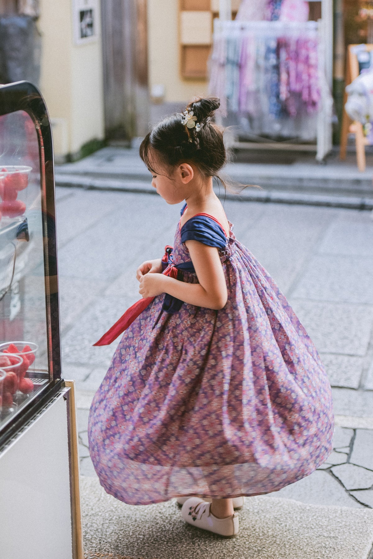 Purple Cloud Hanfu-inspired girls' dress, back outfit view