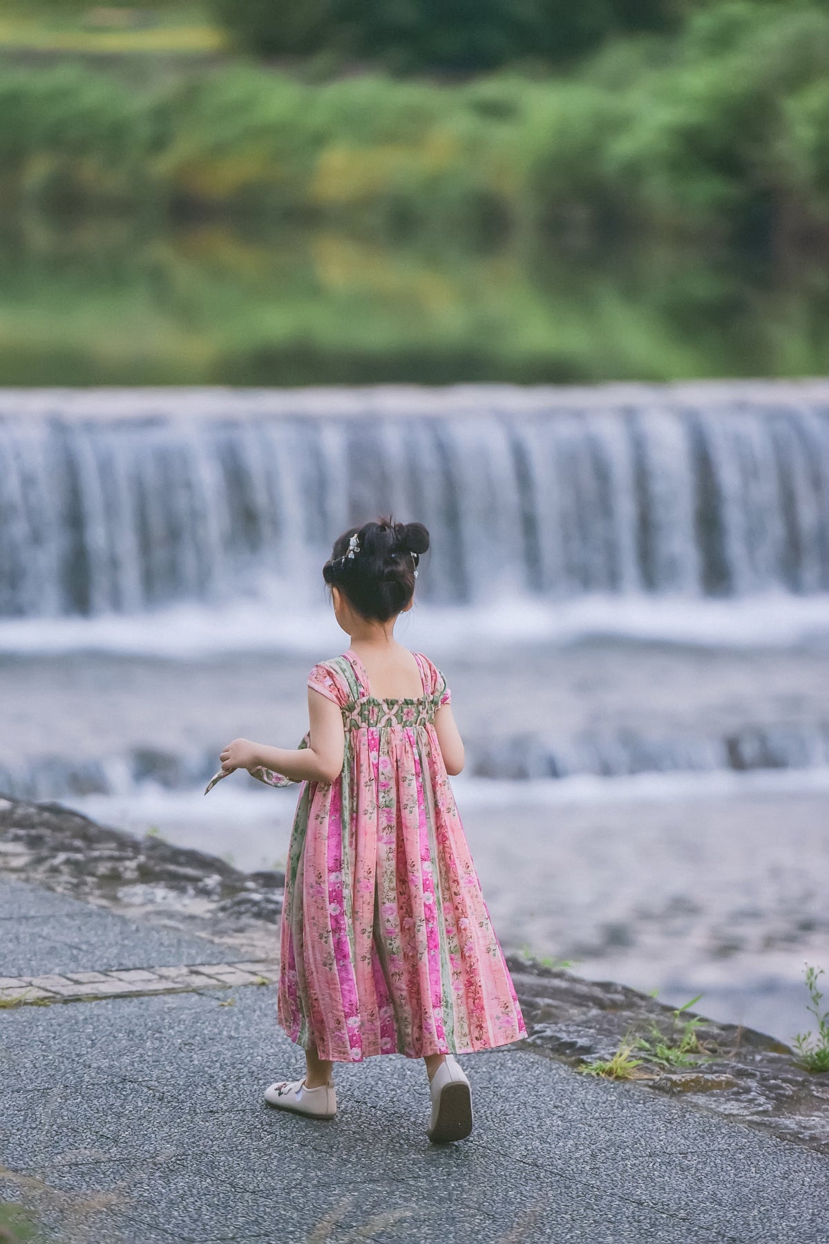 Rainbow Willow girls' cotton-blend Hanfu-inspired dress, lifestyle view