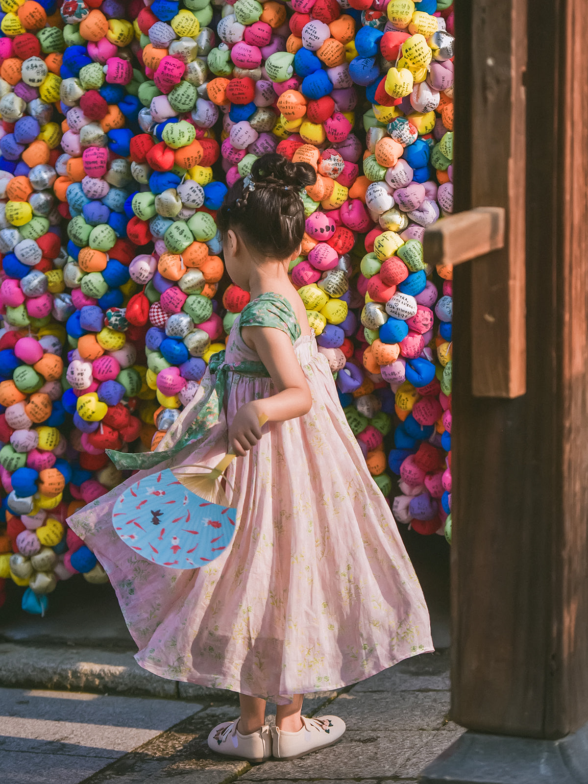 Spring Blush Hanfu-inspired girls' dress, back outfit view